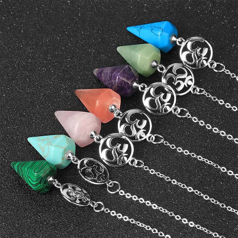 Olivenorma OM Symbol Natural Gemstone Faceted Pendulum - image 46