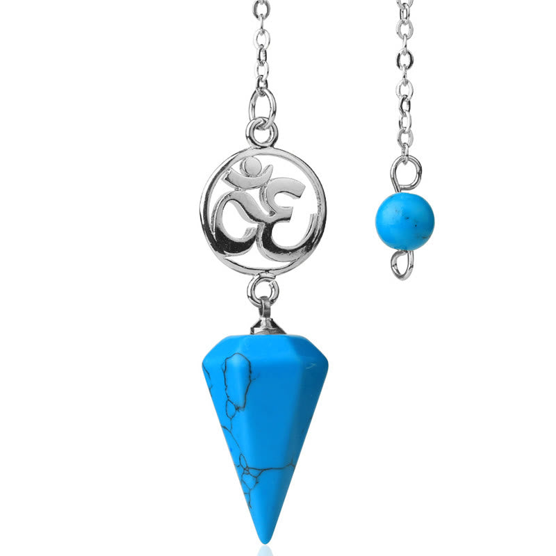 Olivenorma OM Symbol Natural Gemstone Faceted Pendulum - Blue Turquoise - image 35