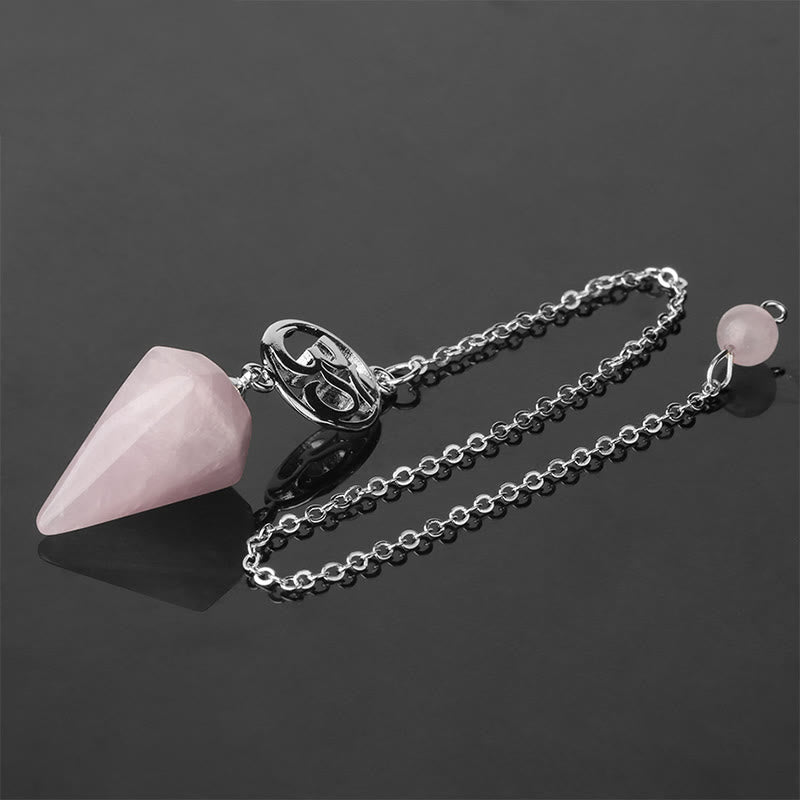 Olivenorma OM Symbol Natural Gemstone Faceted Pendulum - Rose Quartz - image 15