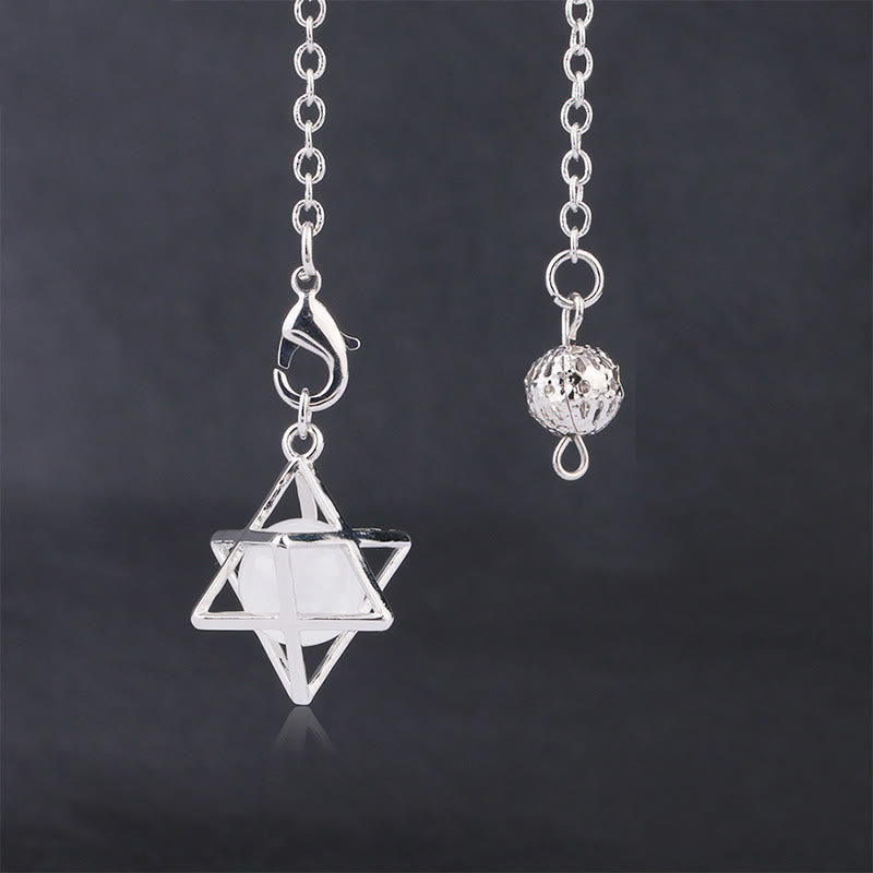 Olivenorma Hollow Merkaba Natural Gemstone Pendulum - Clear Crystal - image 4