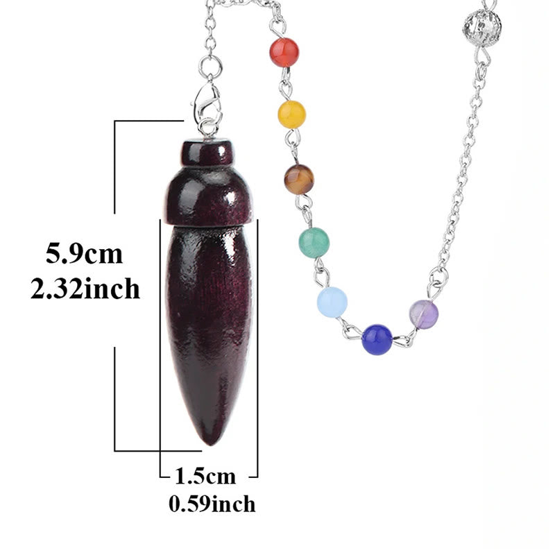 Olivenorma Wooden Drop Healing Pendulum wtih 7 Charka Chain - Style #B - 7 Charka Chain - image 7
