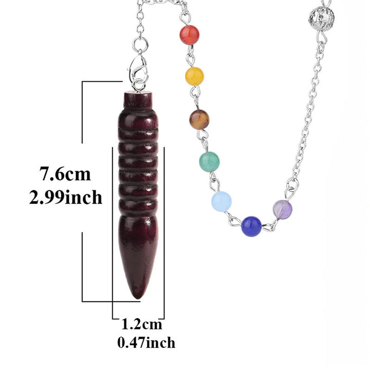 Olivenorma Wooden Drop Healing Pendulum wtih 7 Charka Chain - Style #C - 7 Charka Chain - image 8