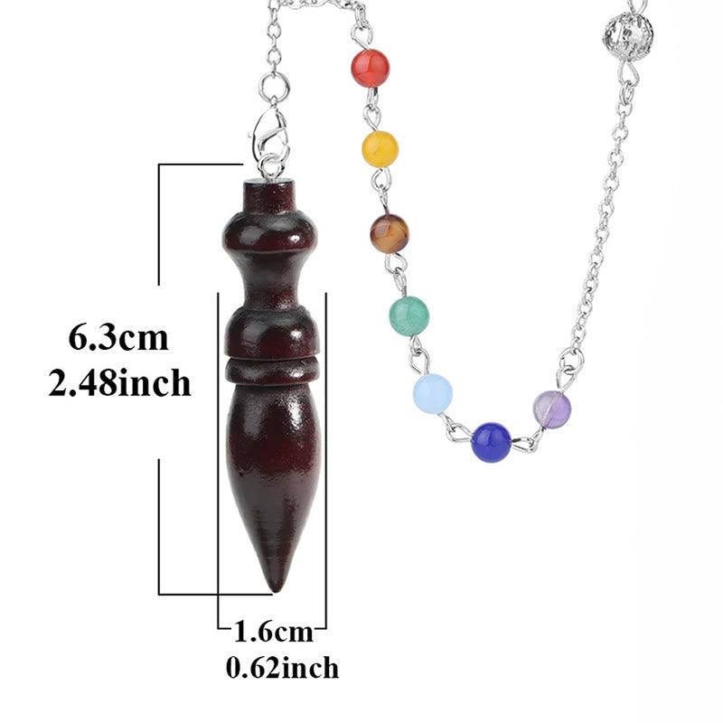 Olivenorma Wooden Drop Healing Pendulum wtih 7 Charka Chain - Style #A - 7 Charka Chain - image 6