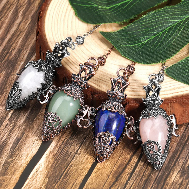 Olivenorma Natural Crystal Waterdrop-Shaped Dowsing Divination Healing Gemstone Pendulum - image 0