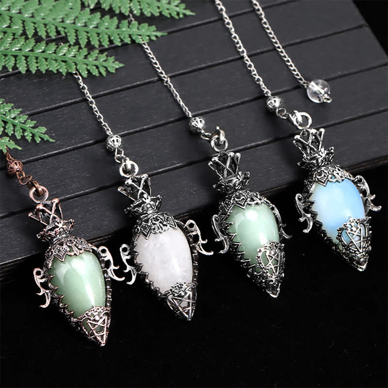 Olivenorma Natural Crystal Waterdrop-Shaped Dowsing Divination Healing Gemstone Pendulum - image 32