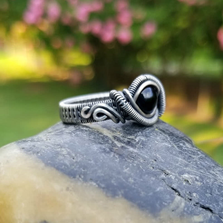 Olivenorma Black Onyx Knot Wire Wrapped Men Ring - image 4