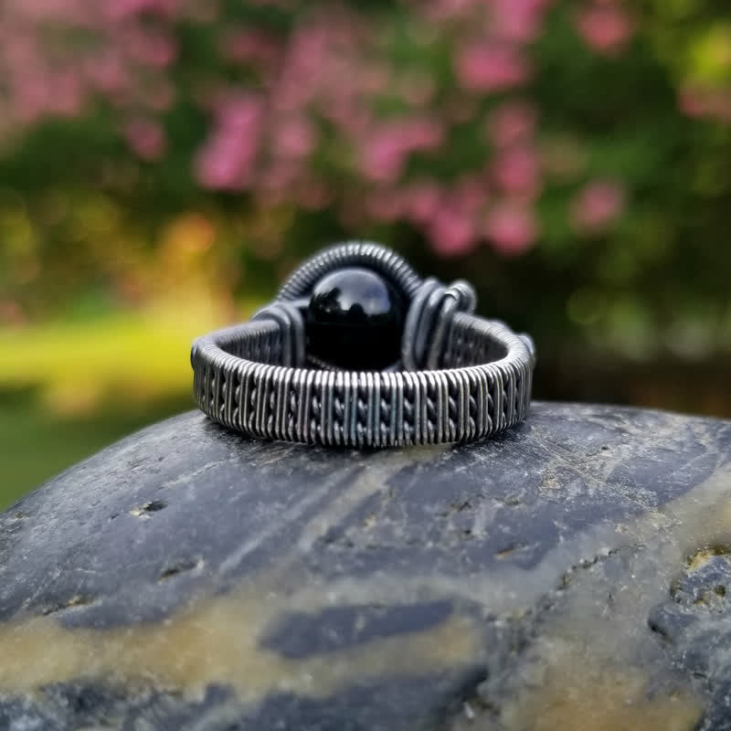 Olivenorma Black Onyx Knot Wire Wrapped Men Ring - image 3