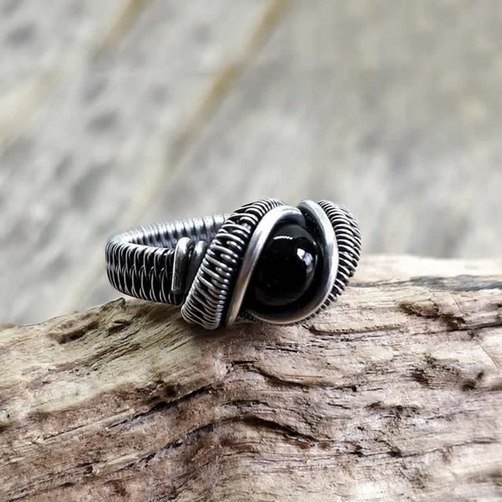 Olivenorma Black Onyx Knot Wire Wrapped Men Ring - image 9