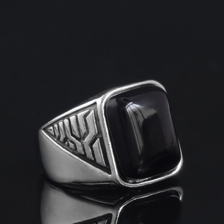 Olivenorma Black Onyx Stone Mens Handmade Alloy Ring - image 4