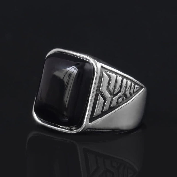 Olivenorma Black Onyx Stone Mens Handmade Alloy Ring - image 3