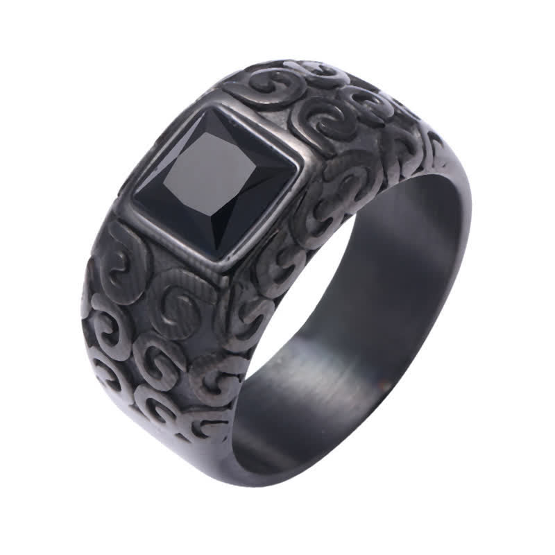 Olivenorma Hip-Hop Style Square Black Obsidian Men Ring - image 1