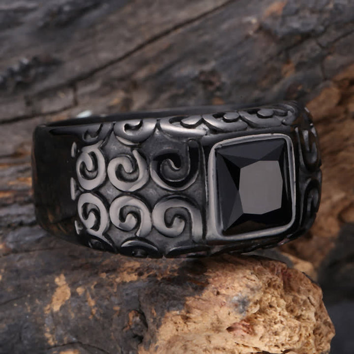 Olivenorma Hip-Hop Style Square Black Obsidian Men Ring - image 4
