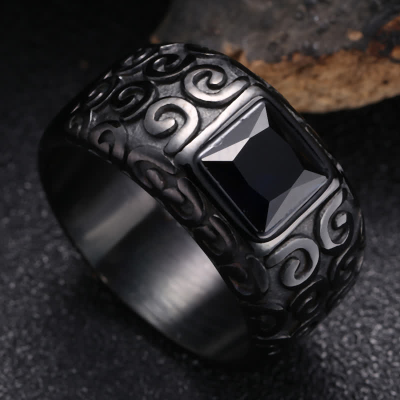 Olivenorma Hip-Hop Style Square Black Obsidian Men Ring - image 3