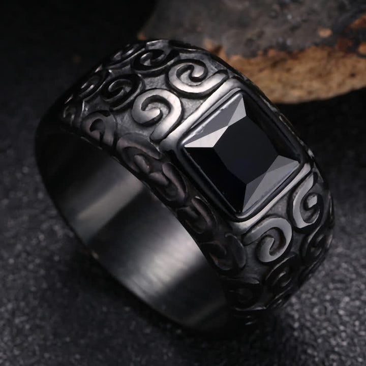 Olivenorma Hip-Hop Style Square Black Obsidian Men Ring - image 3