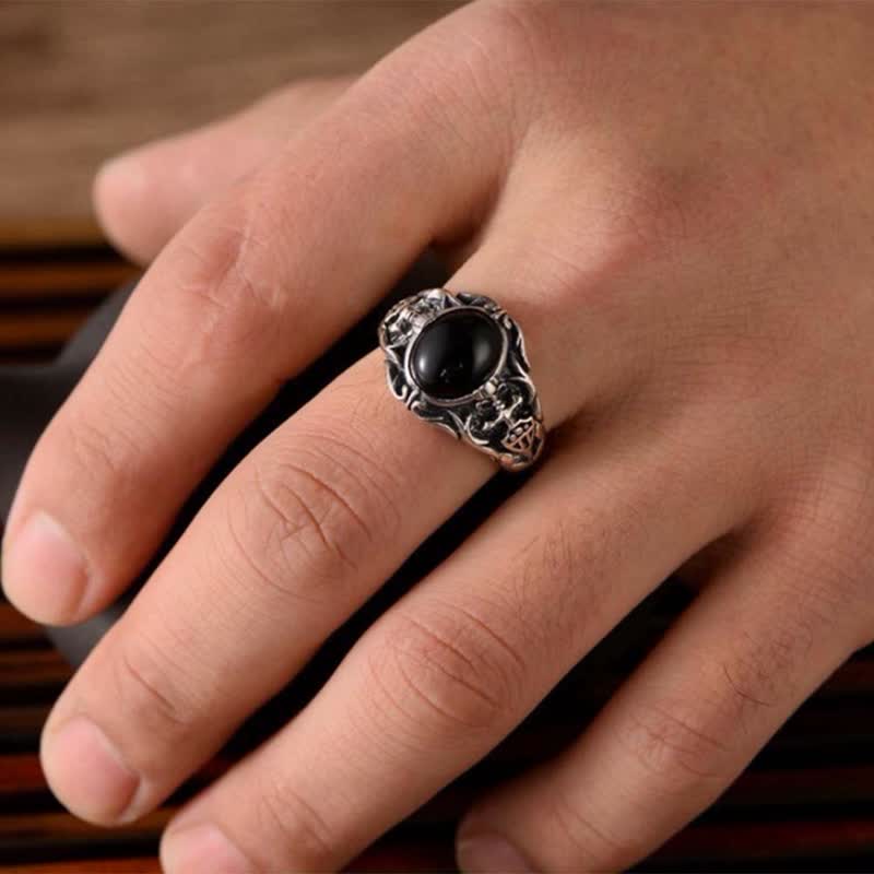 Olivenorma Retro Black Onyx Men Jewelry Ring - image 2