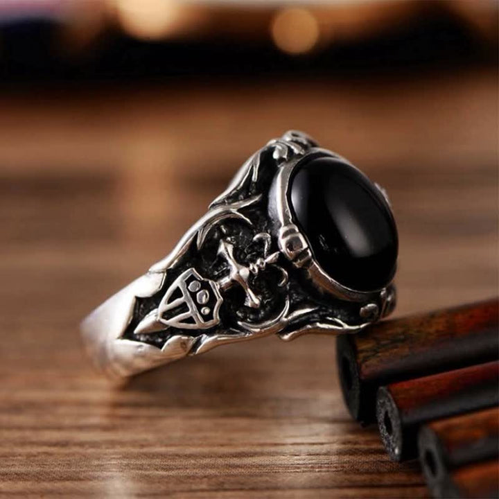 Olivenorma Retro Black Onyx Men Jewelry Ring - US 11 - image 0