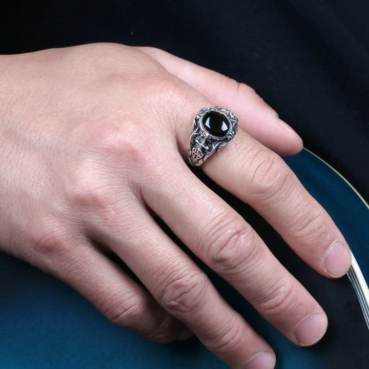 Olivenorma Retro Black Onyx Men Jewelry Ring - image 3