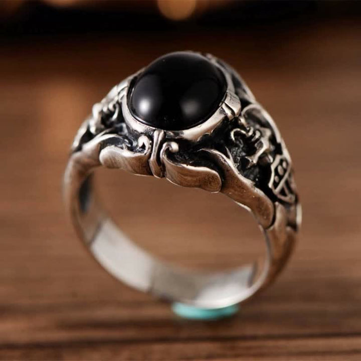 Olivenorma Retro Black Onyx Men Jewelry Ring - image 4