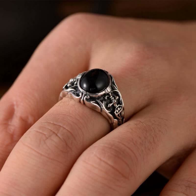 Olivenorma Retro Black Onyx Men Jewelry Ring - image 1