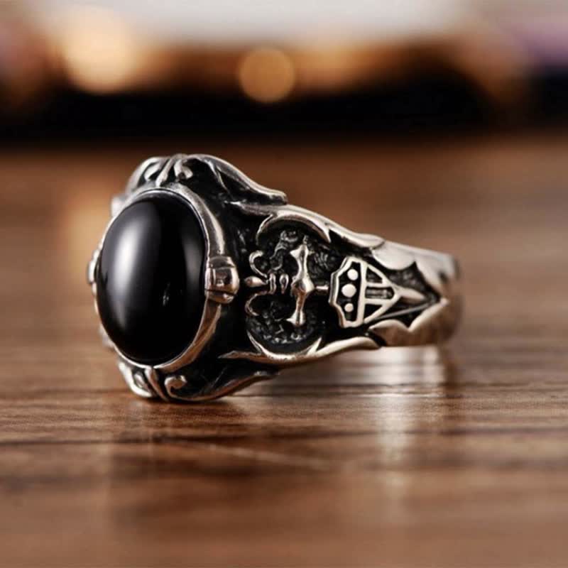 Olivenorma Retro Black Onyx Men Jewelry Ring - image 6