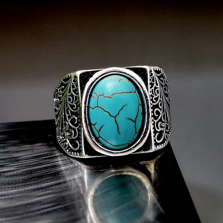 Olivenorma Natural Turquoise Arabesque Men Ring - image 2