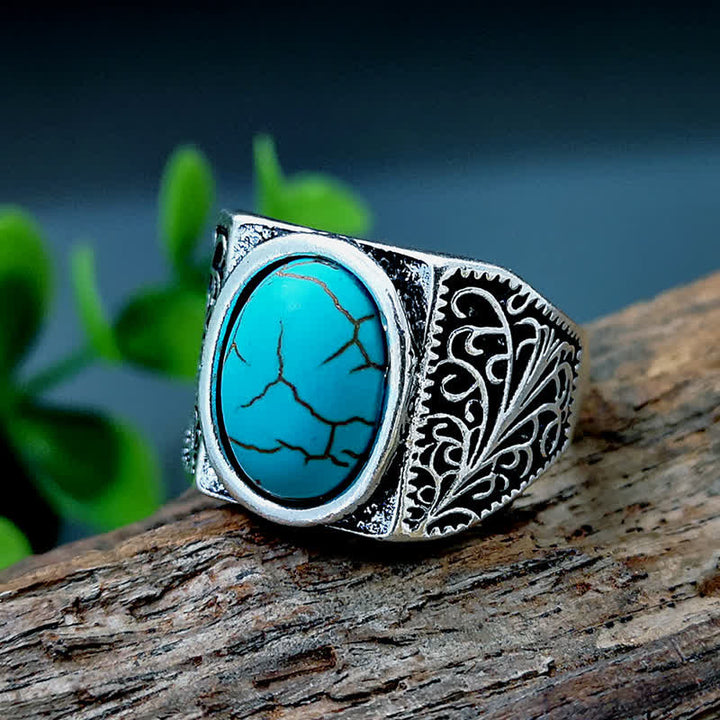 Olivenorma Natural Turquoise Arabesque Men Ring - US 11 - image 0