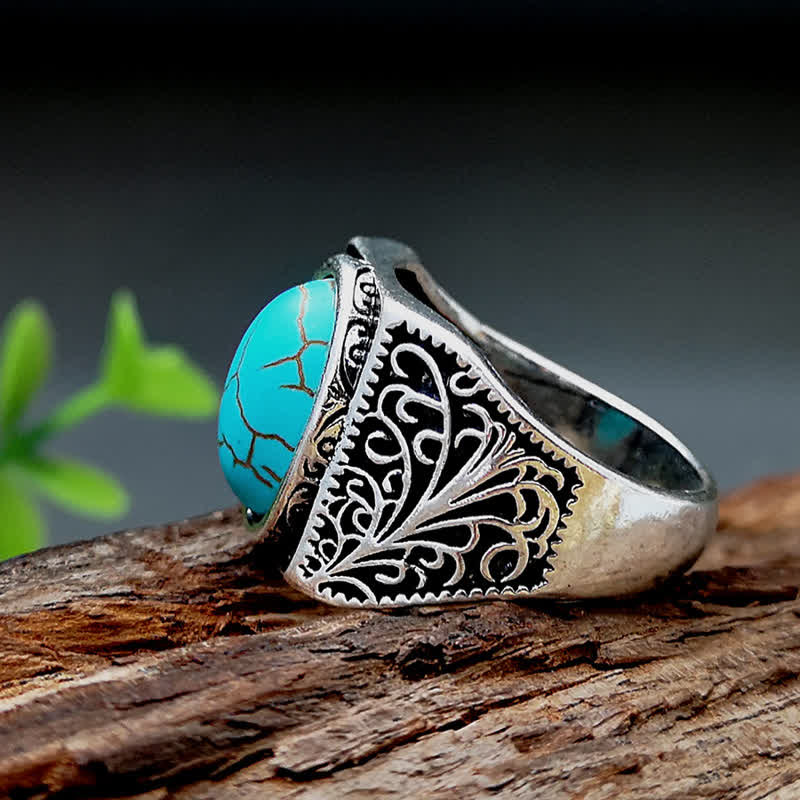 Olivenorma Natural Turquoise Arabesque Men Ring - image 4