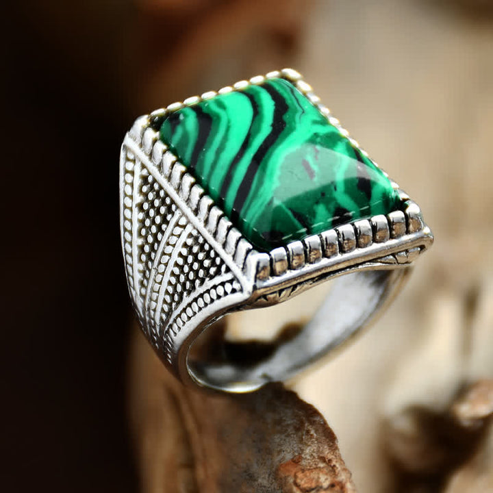 Olivenorma Square Malachite Antique Alloy Men Ring - image 1