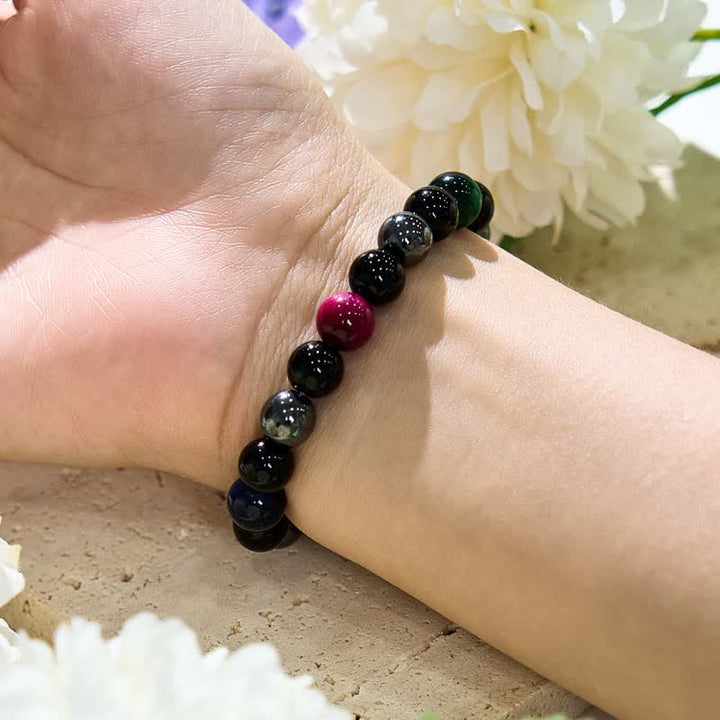 Olivenorma Multicolor Tiger Eye Obsidian Hematite Beaded Bracelet - image 1
