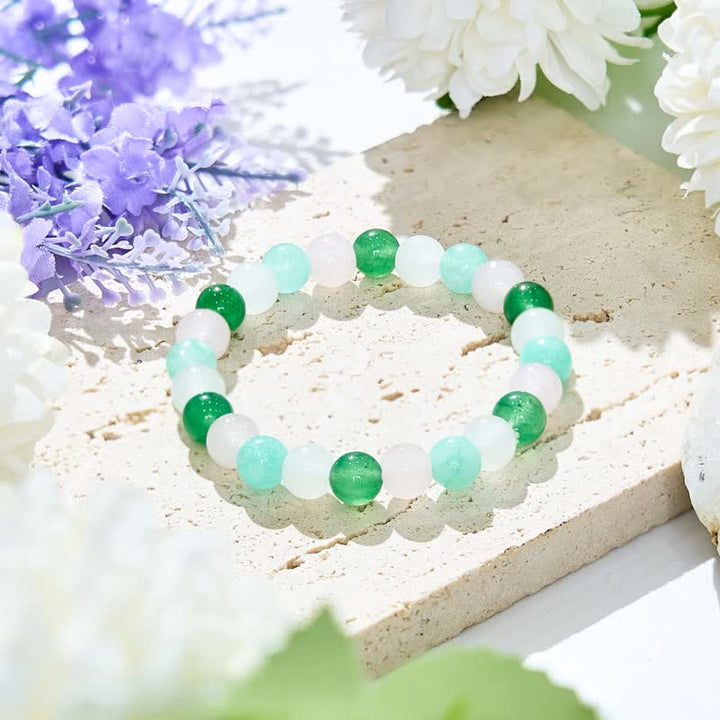 Olivenorma Clear Crystal Green Fluorite Rose Quartz Beaded Bracelet - Clear Crystal & Green Fluorite & Rose Quartz - image 0