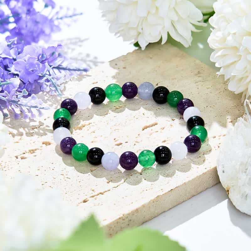 Olivenorma 8mm Multicolor Natural Stone Amethyst Beaded Bracelet - Natural Stone - image 0