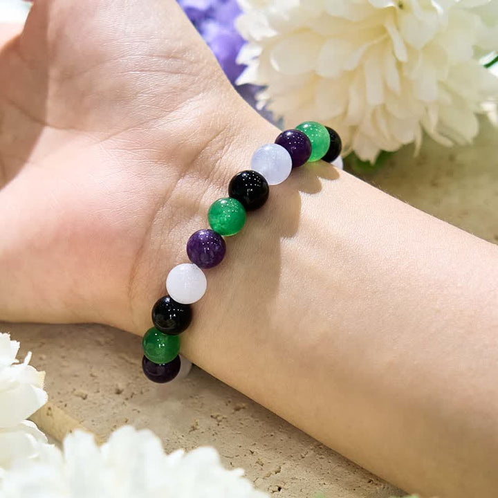 Olivenorma 8mm Multicolor Natural Stone Amethyst Beaded Bracelet - image 1
