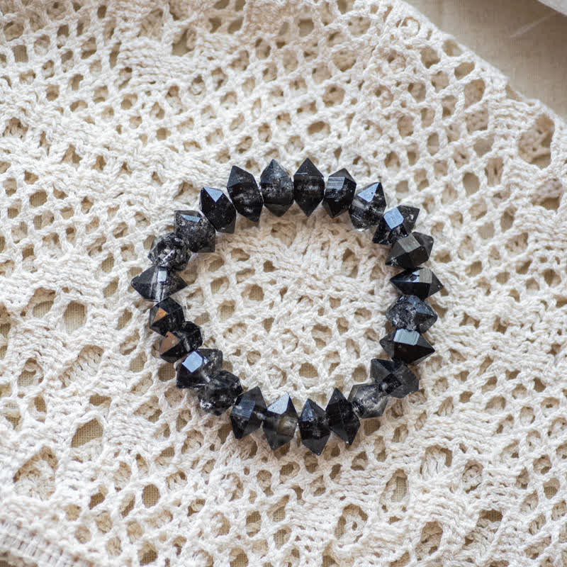 Olivenorma Natural Black Herkimer Quartz Beaded Bracelet - Black Herkimer Quartz - image 0