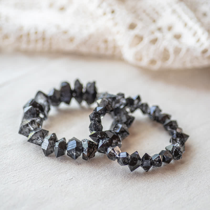 Olivenorma Natural Black Herkimer Quartz Beaded Bracelet - image 2