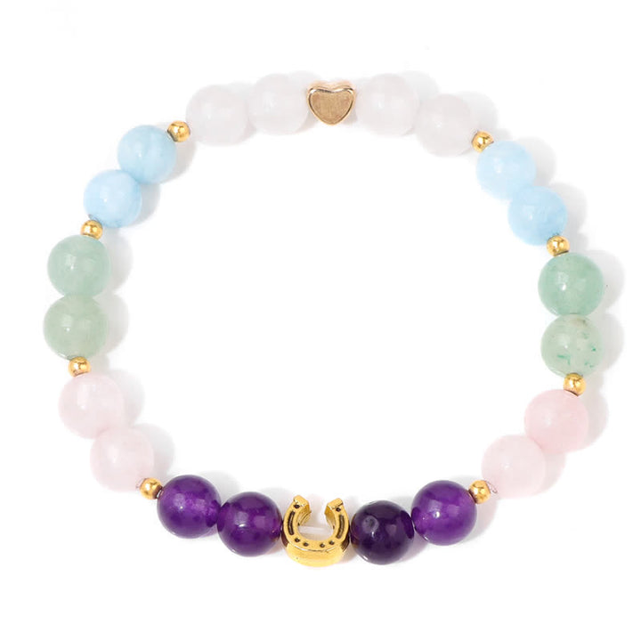 Olivenorma Natural Stone Metal Horseshoe Accessory Beaded Bracelet - Amethyst - image 3