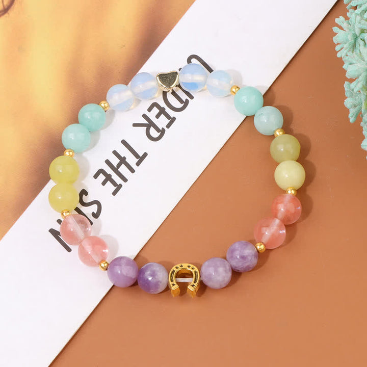 Olivenorma Natural Stone Metal Horseshoe Accessory Beaded Bracelet - image 11