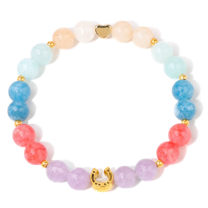 Olivenorma Natural Stone Metal Horseshoe Accessory Beaded Bracelet - Red Smelting Quartz - image 7