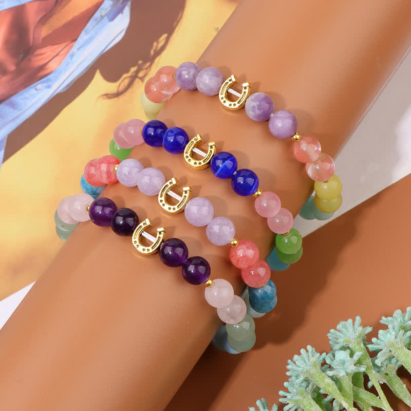 Olivenorma Natural Stone Metal Horseshoe Accessory Beaded Bracelet - image 9