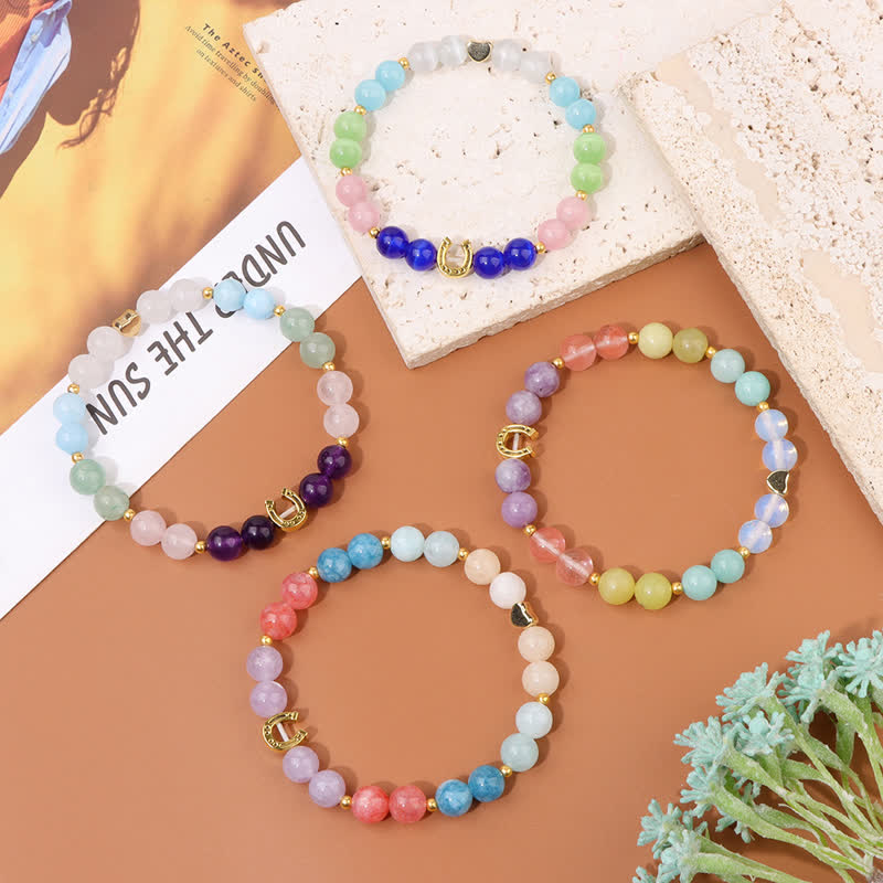 Olivenorma Natural Stone Metal Horseshoe Accessory Beaded Bracelet - image 10