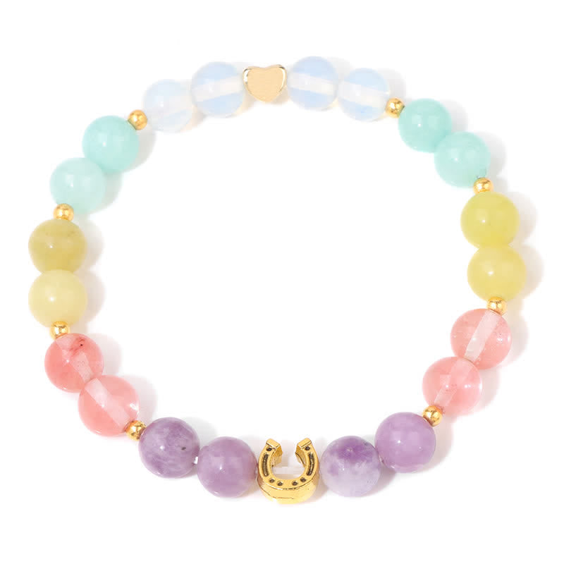 Olivenorma Natural Stone Metal Horseshoe Accessory Beaded Bracelet - Lepidolite - image 5