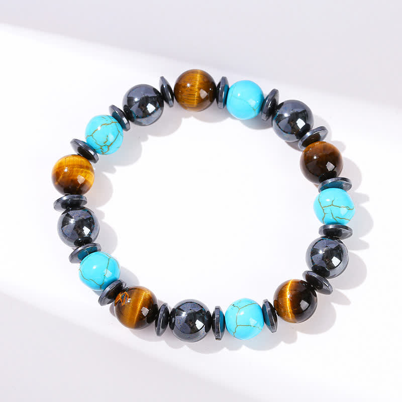 Olivenorma Tiger Eye Hematite Turquoise Beaded Bracelet - image 2