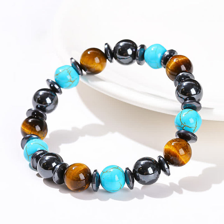 Olivenorma Tiger Eye Hematite Turquoise Beaded Bracelet - image 4