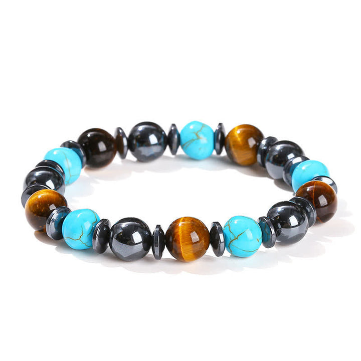 Olivenorma Tiger Eye Hematite Turquoise Beaded Bracelet - Tiger Eye & Hematite & Turquoise - image 0