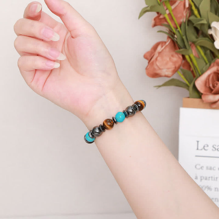 Olivenorma Tiger Eye Hematite Turquoise Beaded Bracelet - image 1