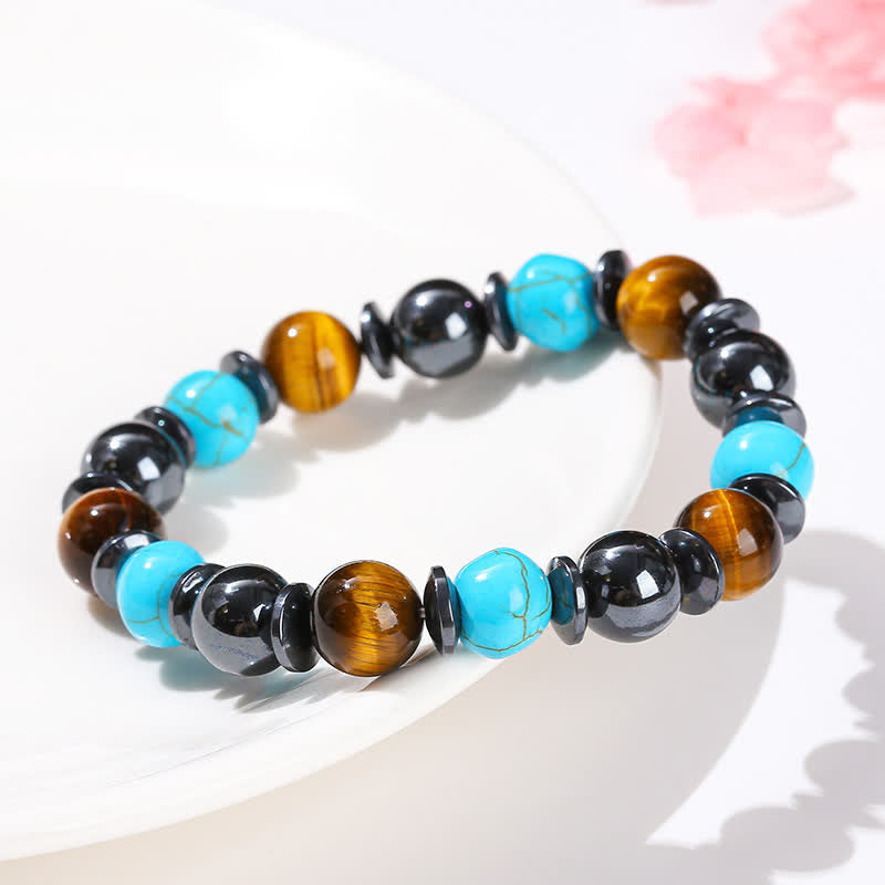 Olivenorma Tiger Eye Hematite Turquoise Beaded Bracelet - image 3