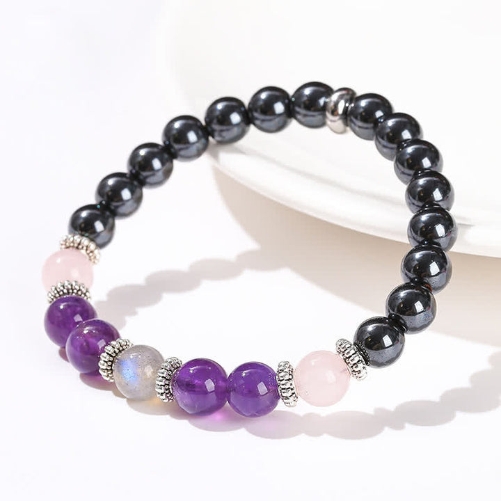 Olivenorma Amethyst Hematite Rose Quartz Labradorite Beaded Bracelet - image 2
