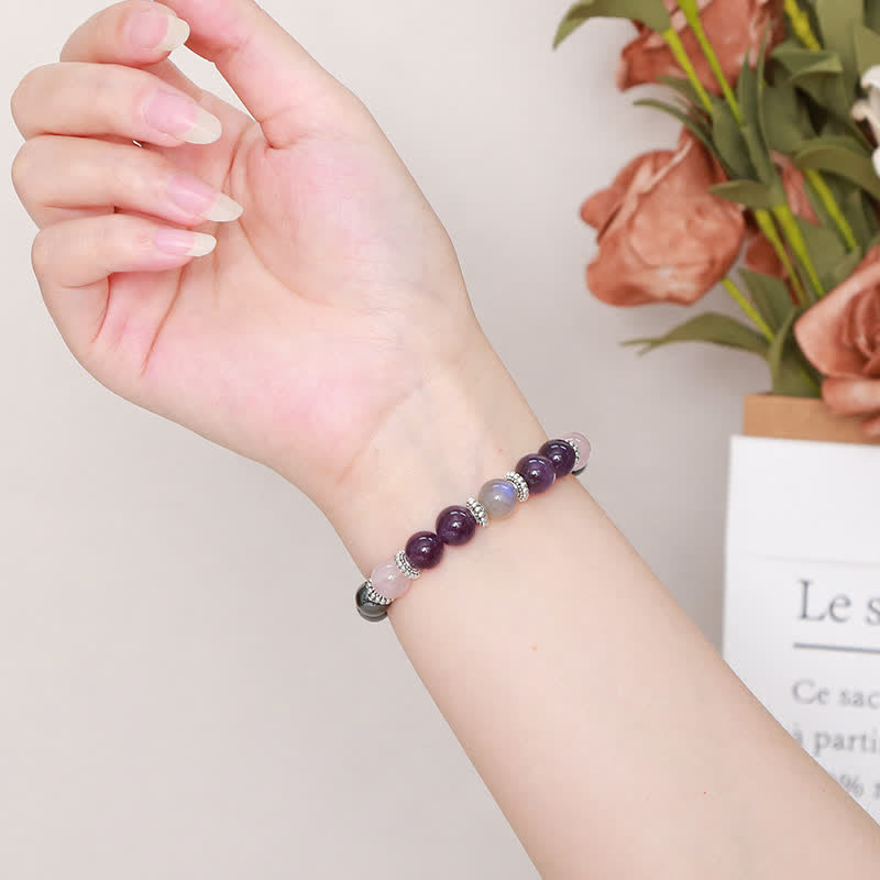 Olivenorma Amethyst Hematite Rose Quartz Labradorite Beaded Bracelet - image 1