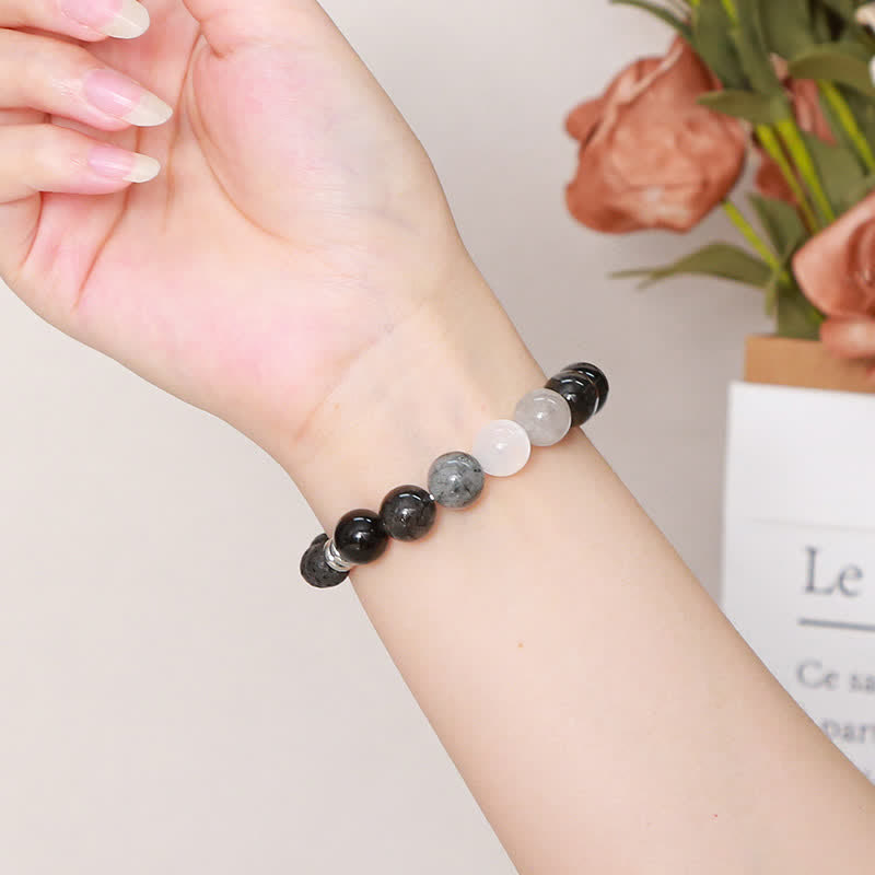 Olivenorma Black Quartz Rutilated Beaded Bracelet - image 1