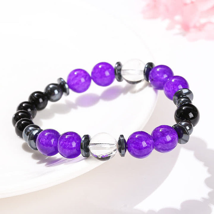 Olivenorma Charoite Obsidian Hematite Clear Crystal Beaded Bracelet - image 3