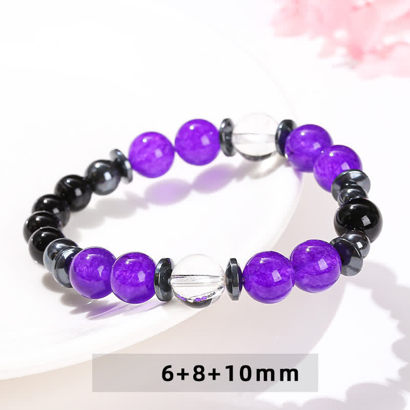 Olivenorma Charoite Obsidian Hematite Clear Crystal Beaded Bracelet - image 5
